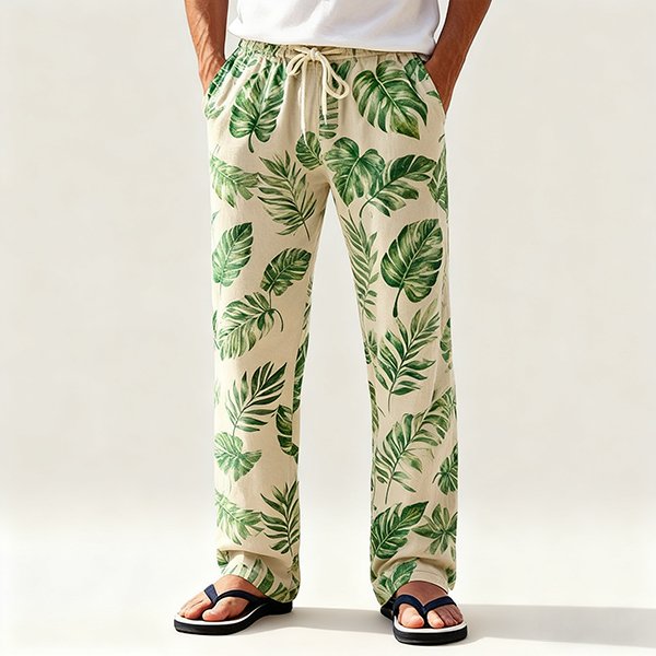 Men's Casual Beach Pants - Cotton Linen Blend