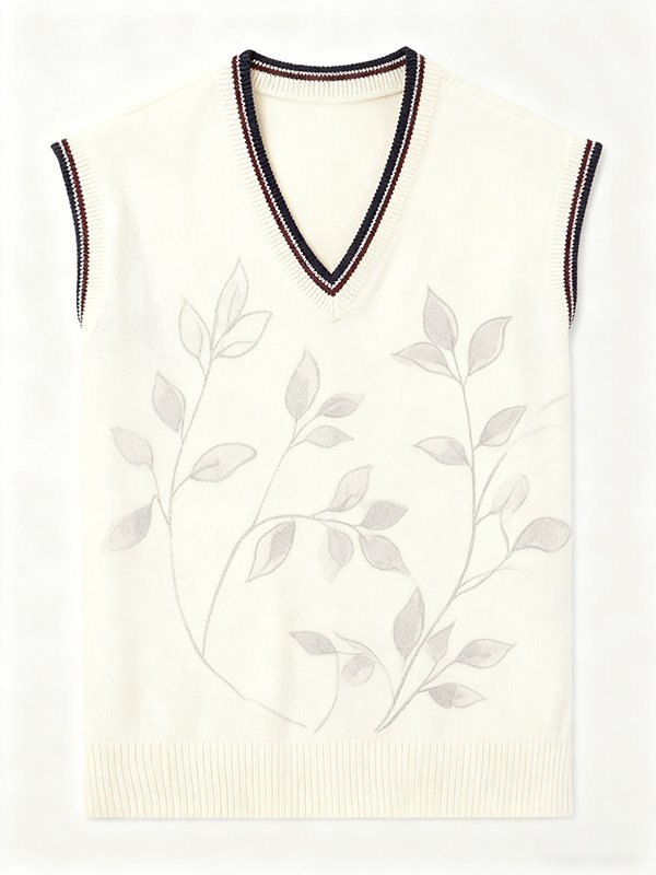 100% Cotton Sleeveless V-Neck Sweater Vest