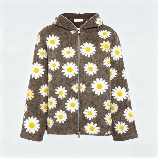 Men's Zip-Up Long-Sleeve Alpaca Wool Hoodie for Autumn Winter