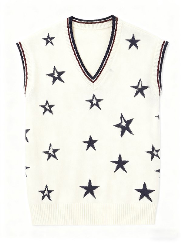 100% Cotton V-Neck Sleeveless Sweater Vest