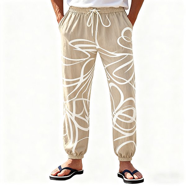 Casual Cotton Linen Beach Pants for Men