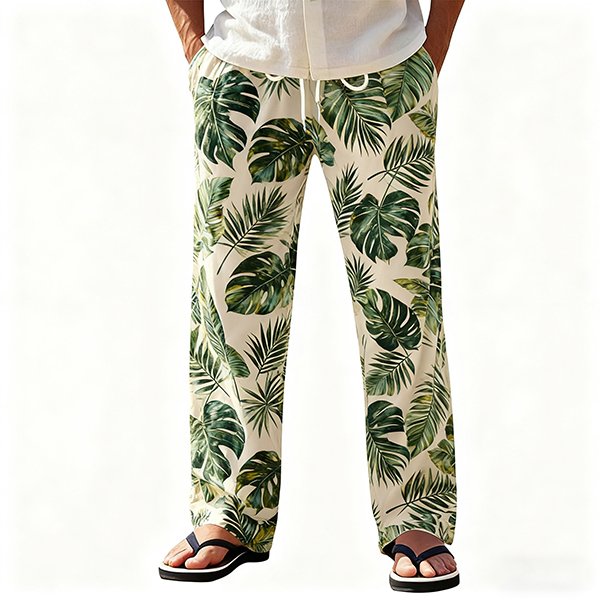 Men's Cotton Linen Casual Beach Trousers