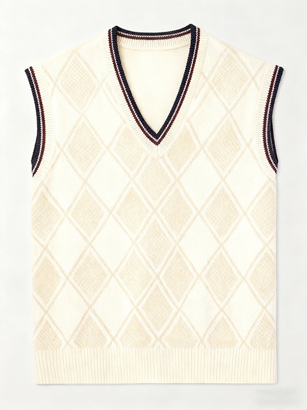 Pure Cotton Knitted Sleeveless V-Neck Vest