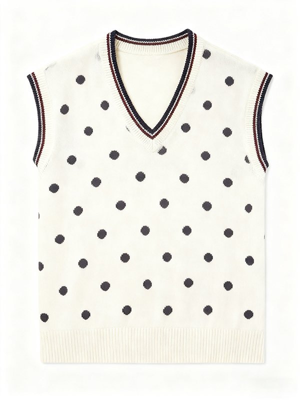 Sleeveless V-Neck Pure Cotton Knitted Vest