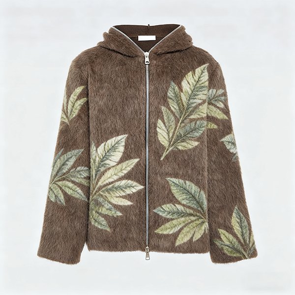 Autumn Winter Men's Long-Sleeved Alpaca Wool Zip-Front Hoodie